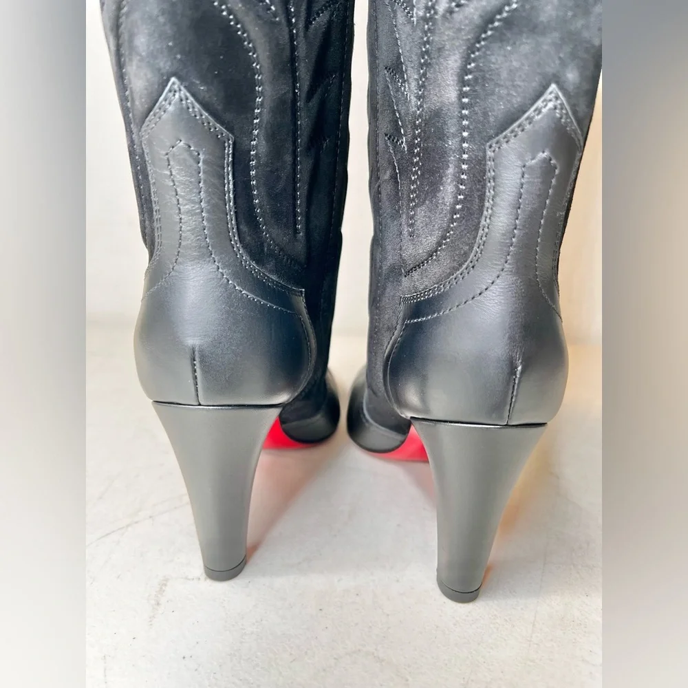 Christian Louboutin Santia Botta 85mm Knee-High Western Pointed Toe Heeled Boots - Picture 8 of 11